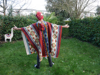 Poncho Géométrique Rouge