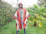 Poncho Géométrique Rouge