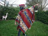 Poncho Géométrique Rouge