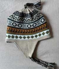 Bonnet alpaga réversible - Vert / Beige