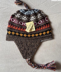 Bonnet alpaga réversible - Marron / Beige