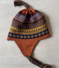 Bonnet alpaga réversible - Orange / Bleu