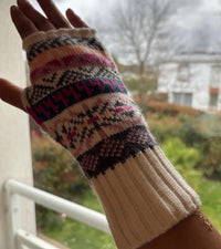 Mitaines sans doigt - Beige / Rose