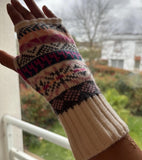 Mitaines sans doigt - Beige / Rose