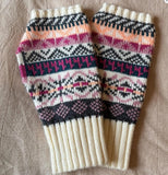 Mitaines sans doigt - Beige / Rose