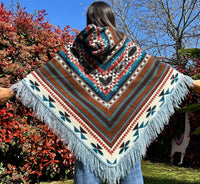 Poncho Bleu Marron