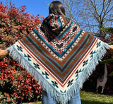 Poncho Bleu Marron