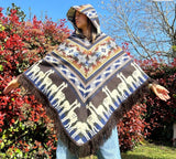 Poncho Lama Bleu